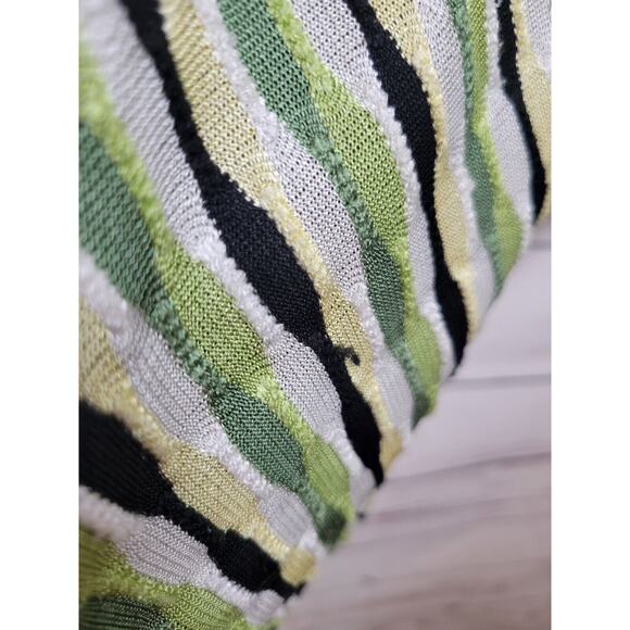 JM Collection Green Black Striped Lined Faux 3/4 Sleeve Top Women's Size XL - Picture 7 of 11